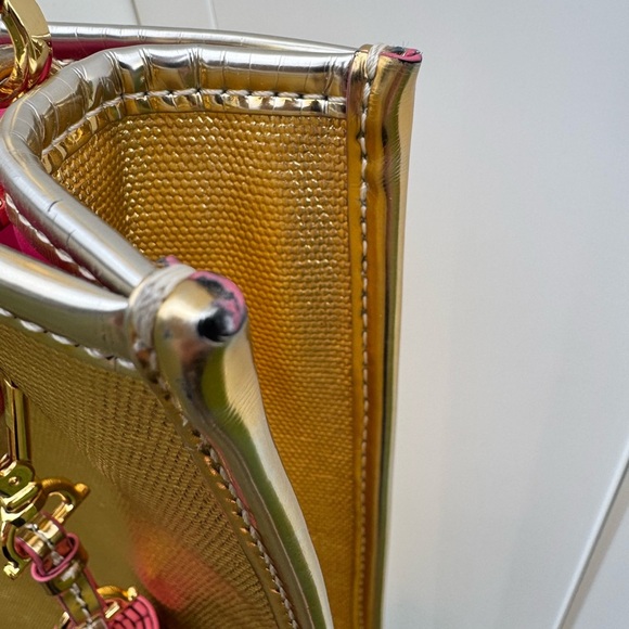 Draper James Metallic Gold "Totes Y'all" Owen Tote Bag Purse - Picture 6 of 17